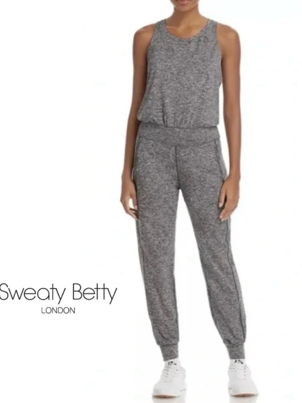 Sweaty Betty Gary Jumpsuit Medium Racerback Gray Workout Sleeveless Onesie - Picture 4 of 9